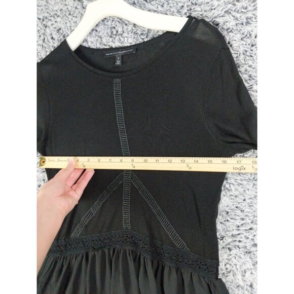 WHBM Sheer Peplum Top Womens SZ S Bell Sleeves Black Lace‎ Goth Grunge Witch EDM - Picture 5 of 9